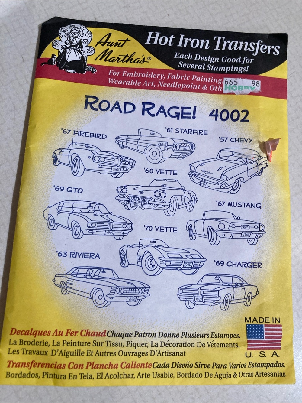 Aunt Martha’s hot iron transfers muscle cars